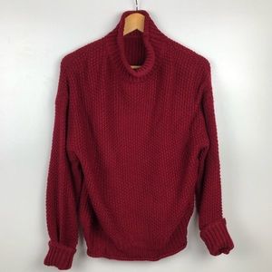 Francesca’s Burgundy Chunky Knit Turtle Neck Sweater S